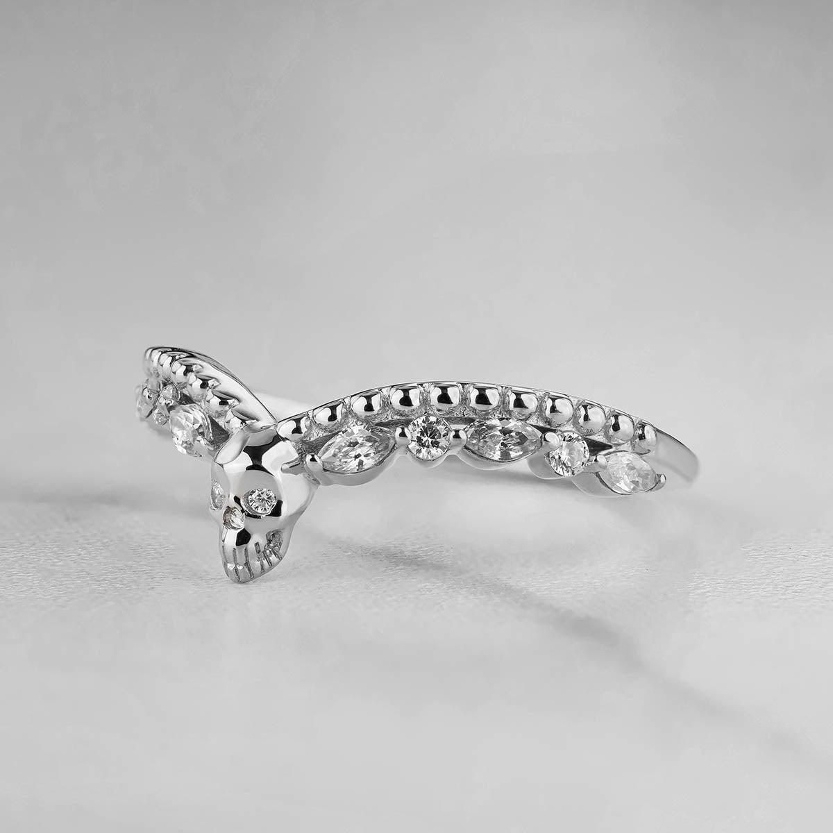 Moissanite Skull Enhancer Ring Engagement Wedding Band for Women Rose Gold