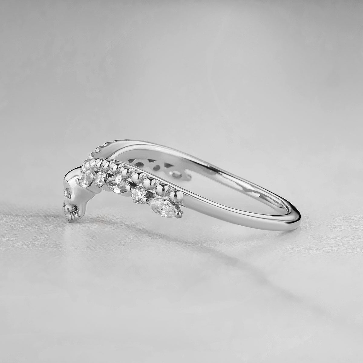 Moissanite Skull Enhancer Ring Engagement Wedding Band for Women Rose Gold