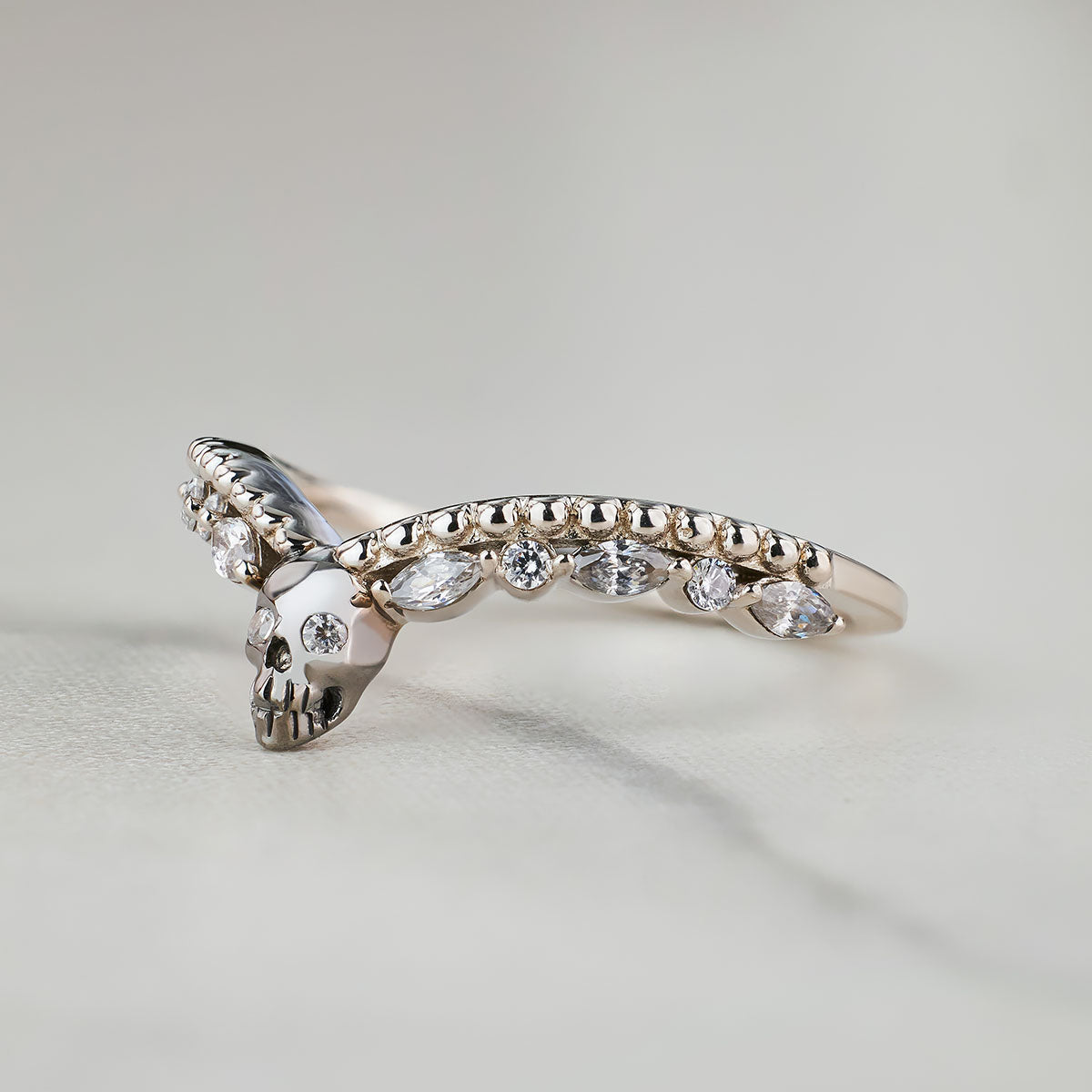 Two Tone Skull Engagement Ring Enhancer