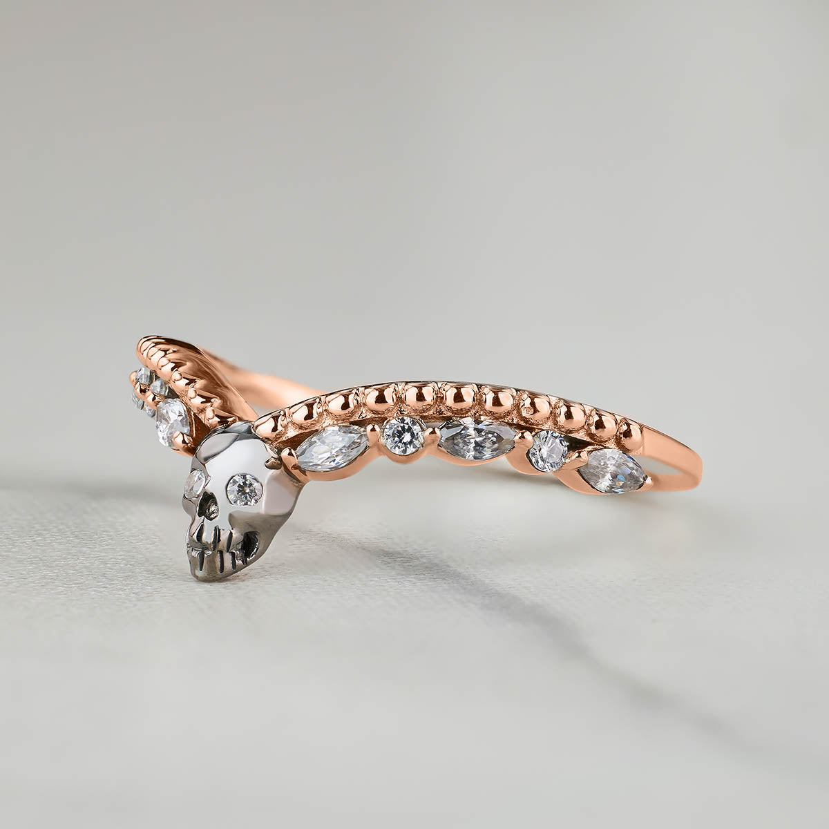 Two Tone Skull Engagement Ring Enhancer