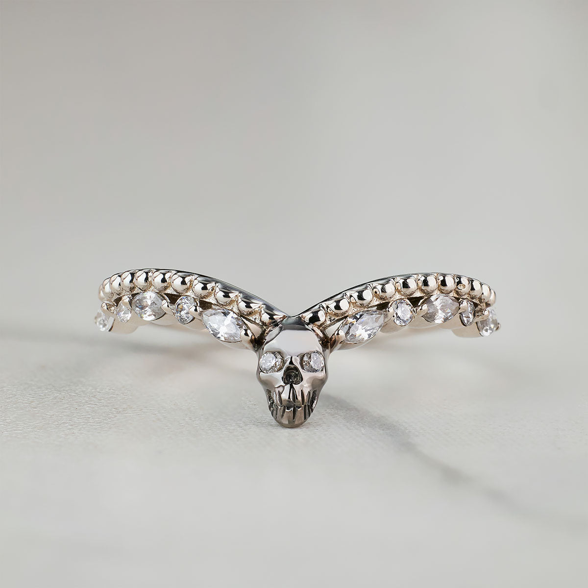 Two Tone Skull Engagement Ring Enhancer