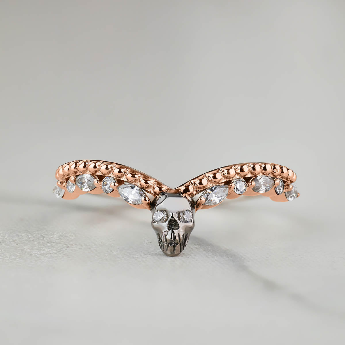 Two Tone Skull Engagement Ring Enhancer