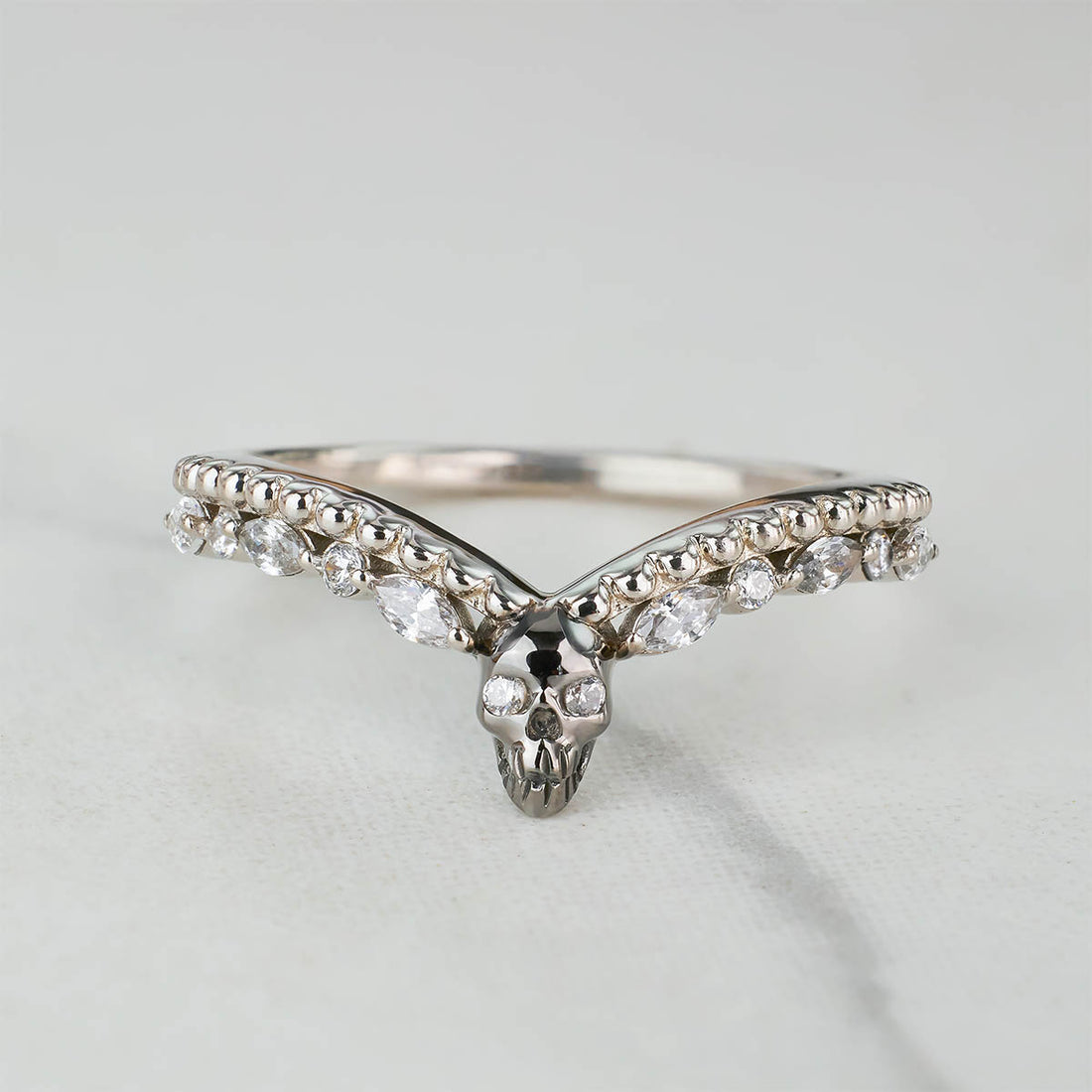 Two Tone Skull Engagement Ring Enhancer