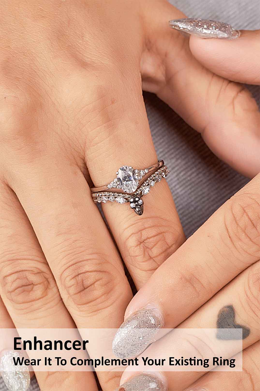 Two Tone Skull Engagement Ring Enhancer