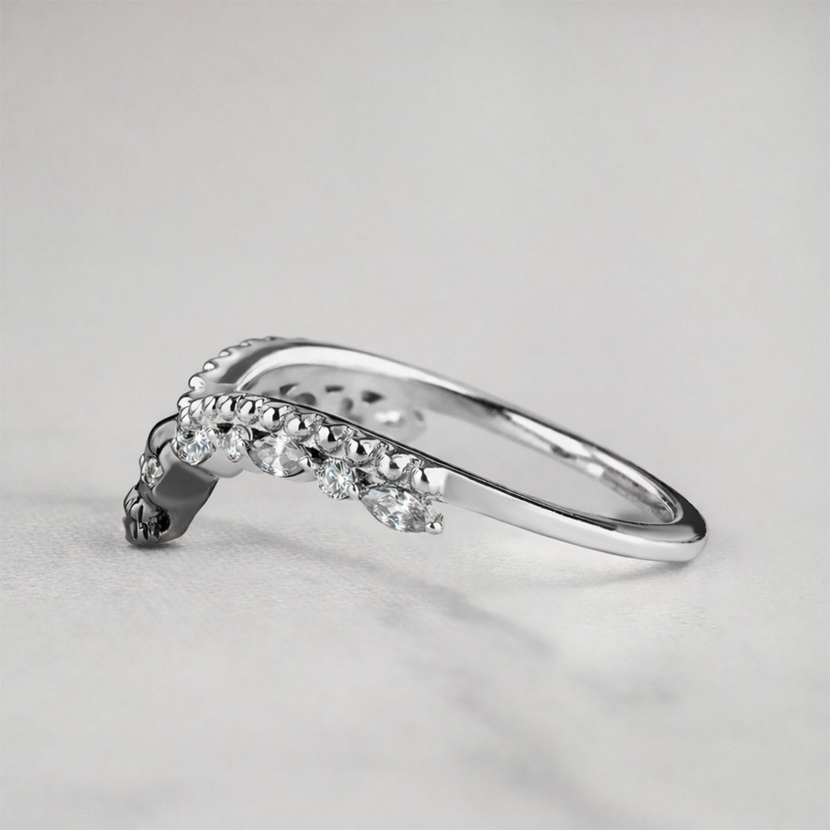 Moissanite Skull Engagement Ring Enhancer Wedding Band Two Tone Sterling Silver