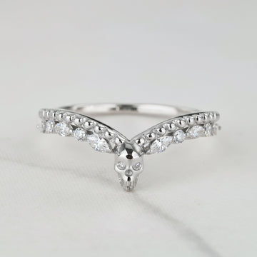 Skull Engagement Ring Enhancer Wedding Band Two Tone Sterling Silver Skull Daimond Ring 