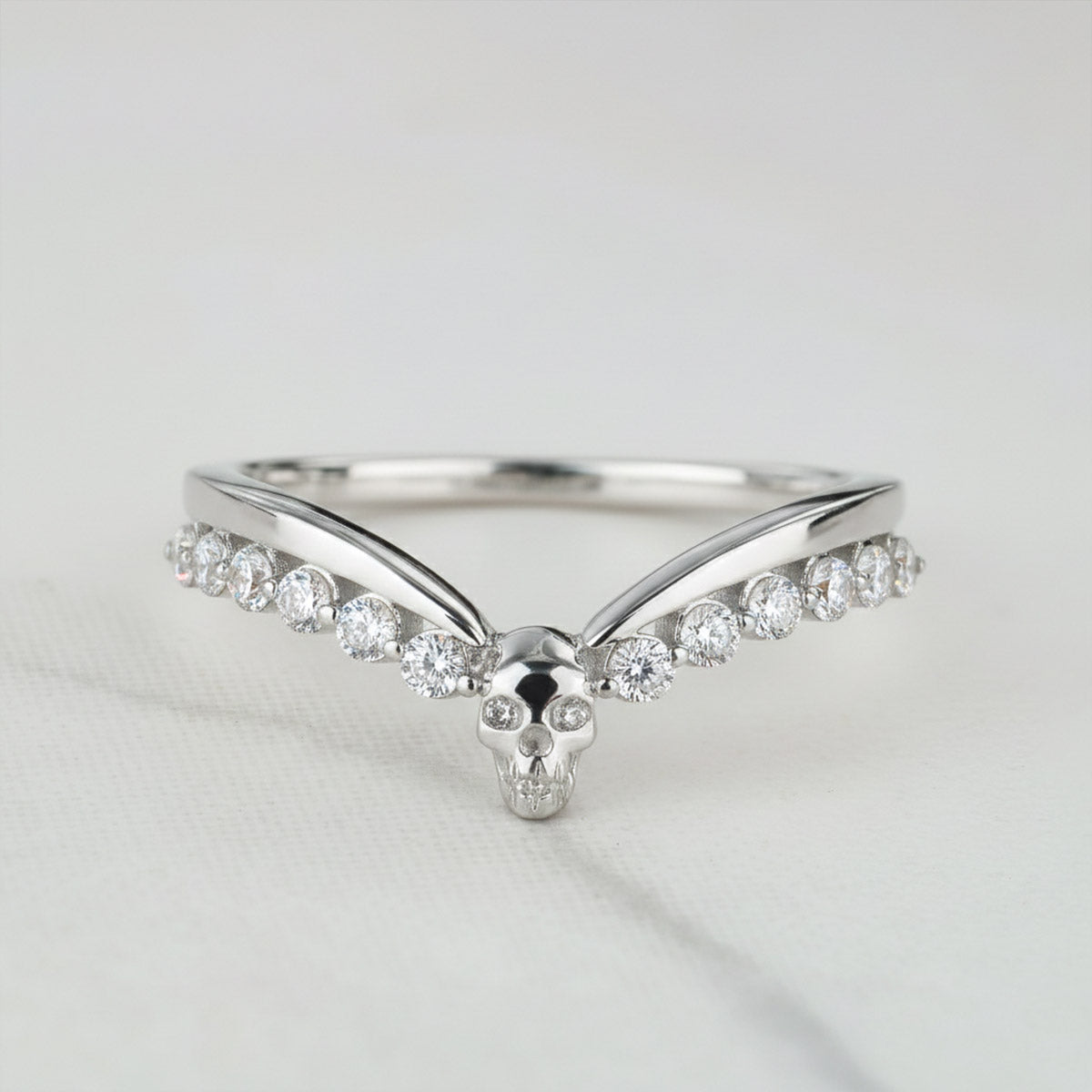 Moissanite Engagement Ring Enhancer Curved Skull Wedding Band for Women