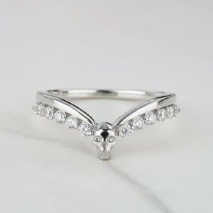 Moissanite Engagement Ring Enhancer Curved Skull Wedding Band Women Rose Gold