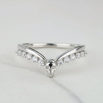 Moissanite Engagement Ring Enhancer Curved Skull Wedding Band for Women