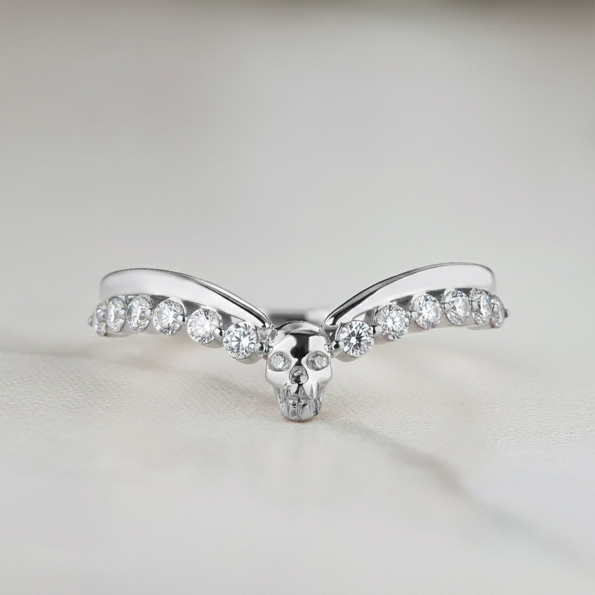 Moissanite Engagement Ring Enhancer Curved Skull Wedding Band Women Rose Gold