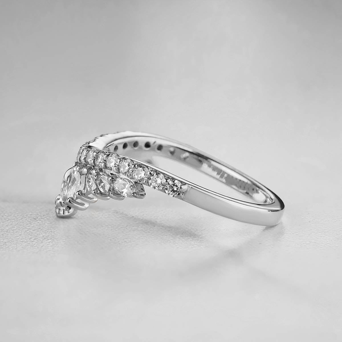 Moissanite Wedding Band Enhancer Skull Curved Engagement Ring Sterling Silver