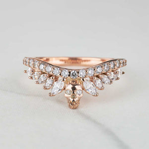 Curved Wedding Band Enhancer Skull Engagement Ring Women AAA CZ