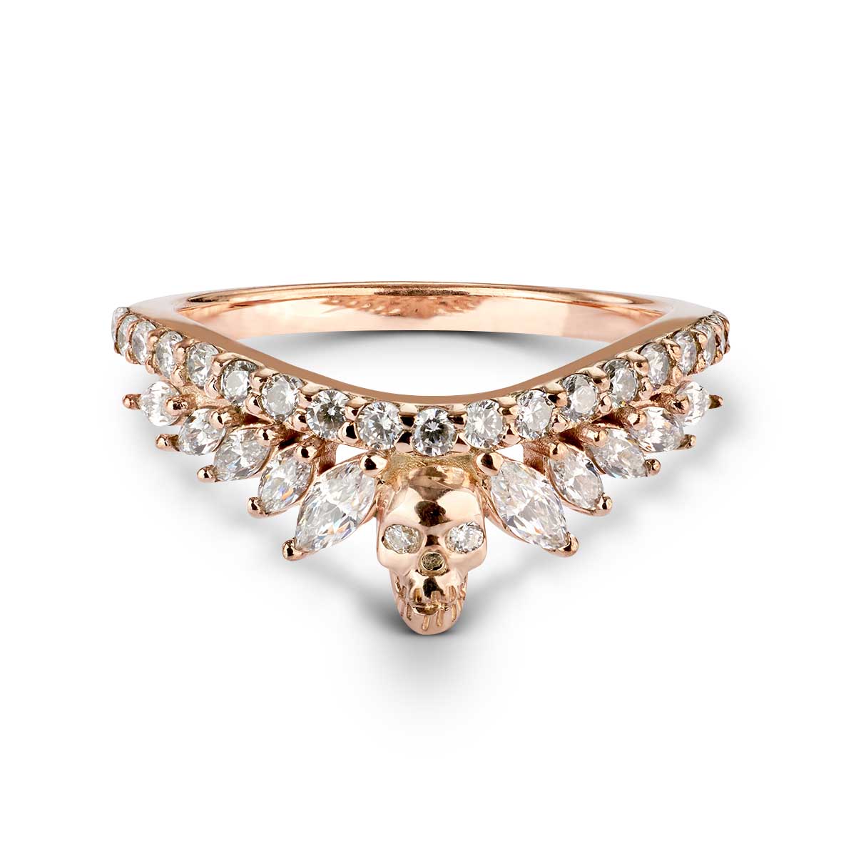 Curved Wedding Band Enhancer Skull Engagement Ring Women AAA CZ