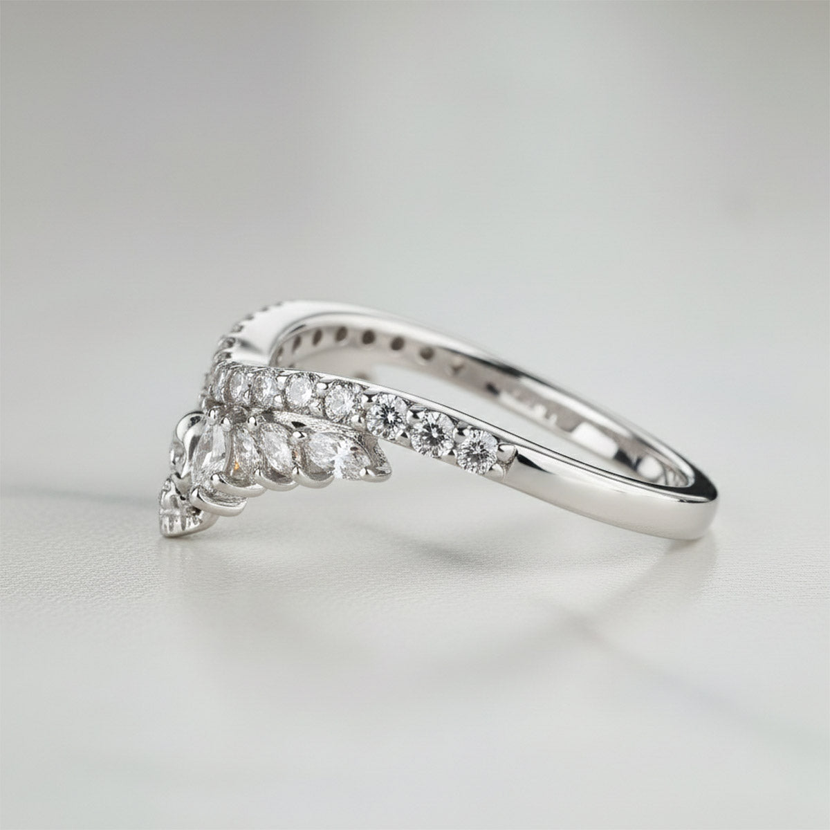 Moissanite Wedding Band Enhancer Skull Curved Engagement Ring Sterling Silver