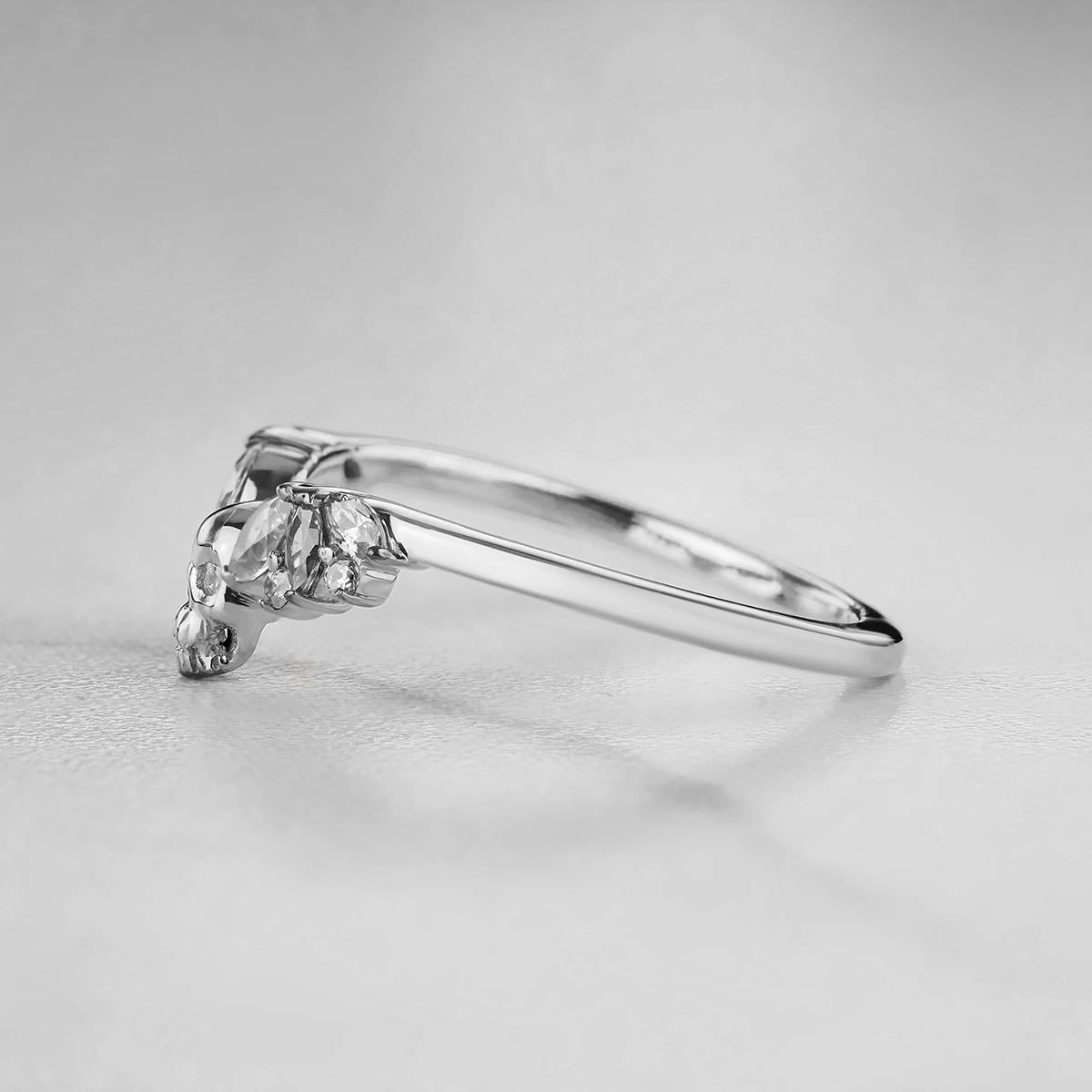 AAA Cubic Zirconia 925 Sterling Silver Skull Engagement Ring Enhancer for Women Wedding Anniversary Band Gift for Her
