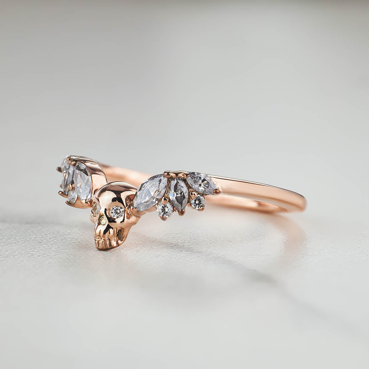 Wedding Engagement Enhancer Ring for Women Skull Moissanite 925 Sterling Silver