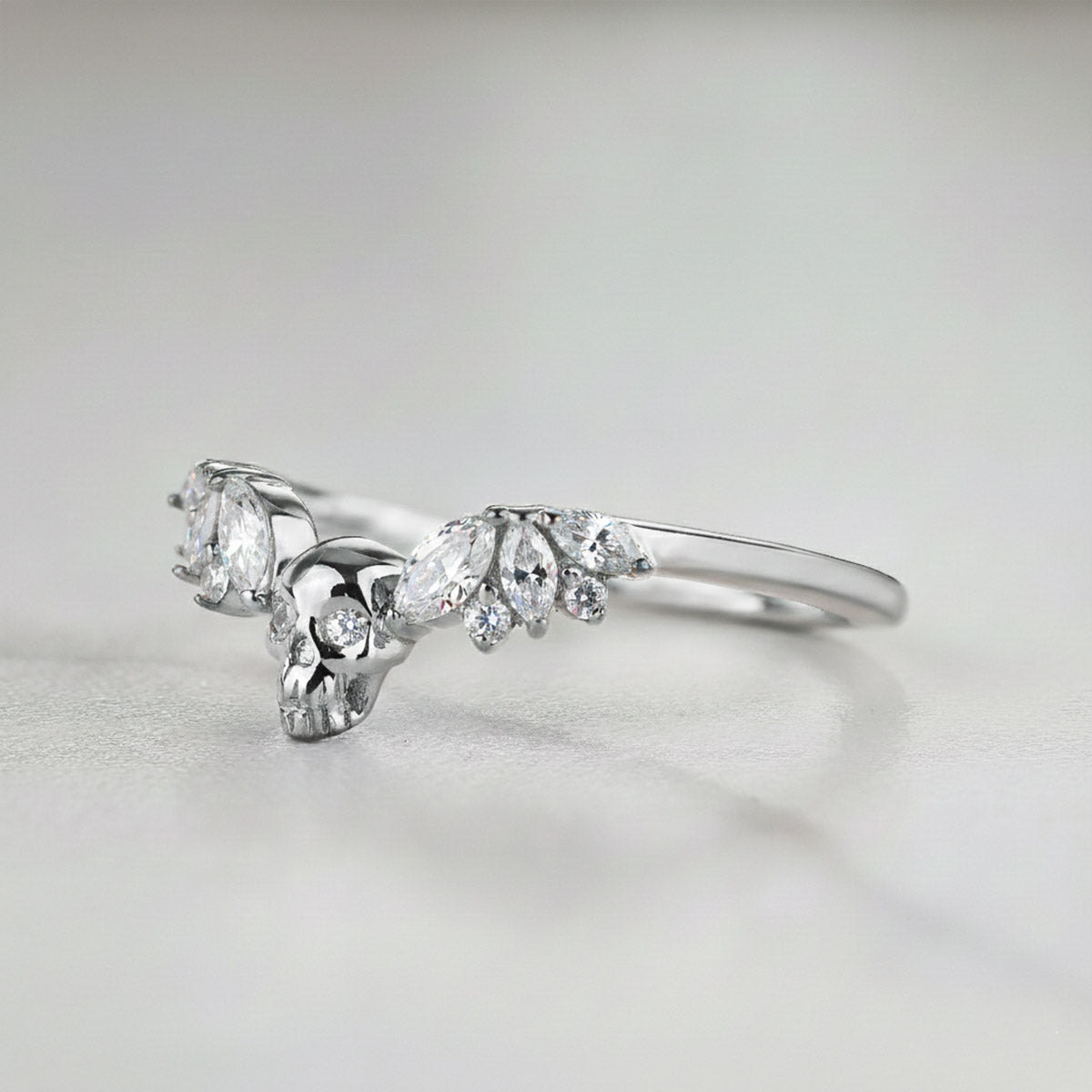 Wedding Engagement Enhancer Ring for Women Skull Moissanite 925 Sterling Silver