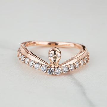Unique Skull Wedding Ring Gothic Anniversary Band Rose Gold