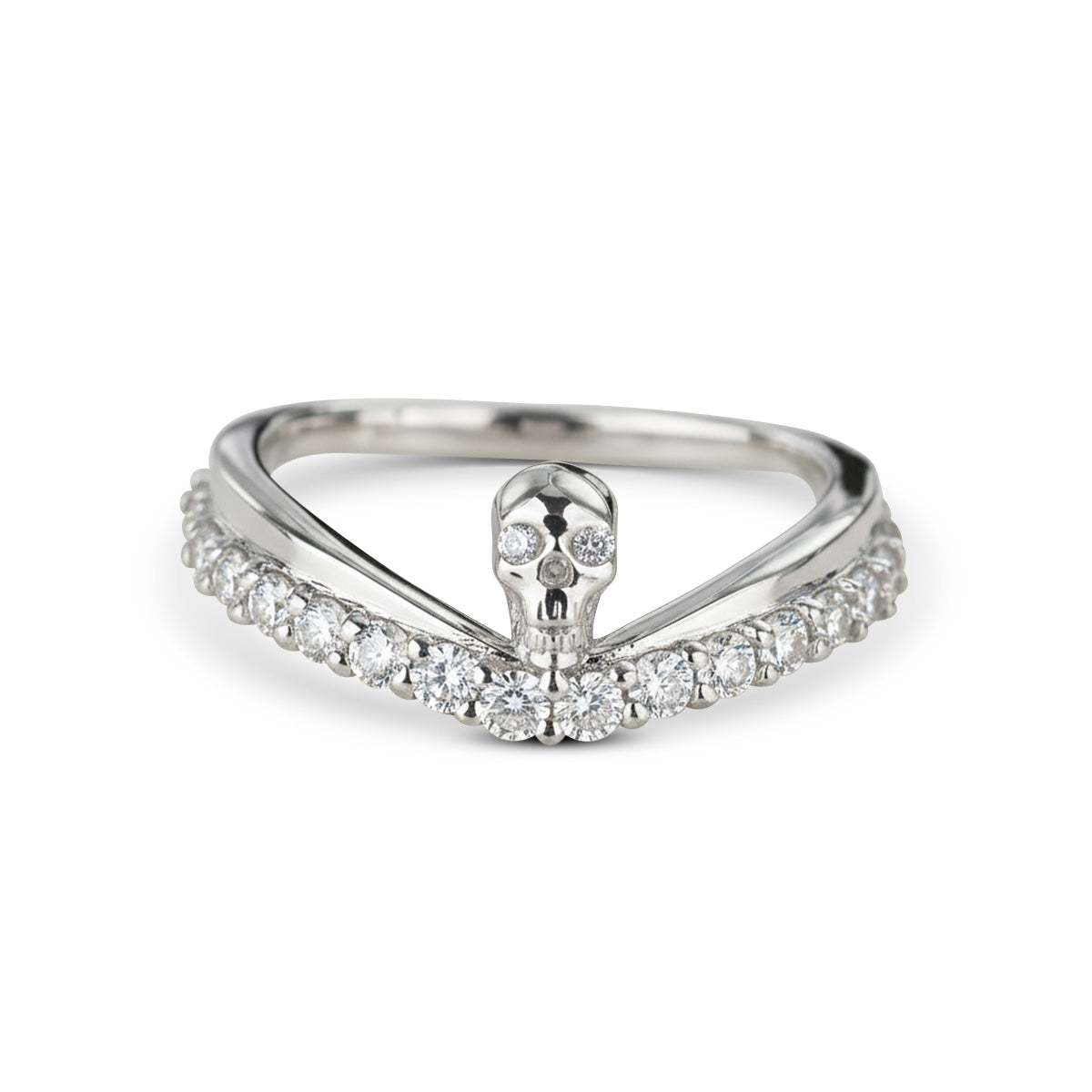 Moissanite Skull Promise Ring Sterling Silver Gothic Wedding Ring Halloween