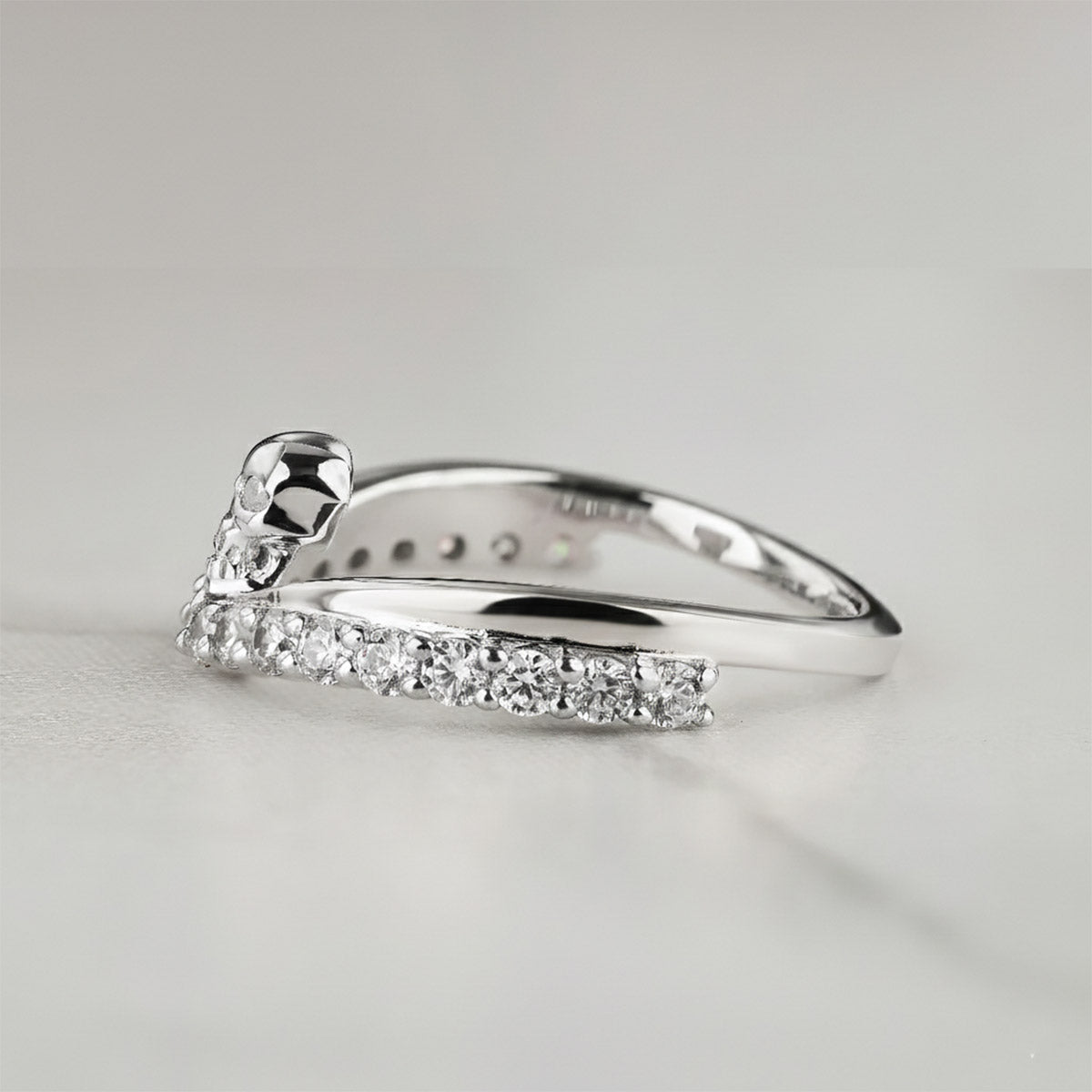 Chevron Skull Wedding Ring Gothic Anniversary Band Rose Gold