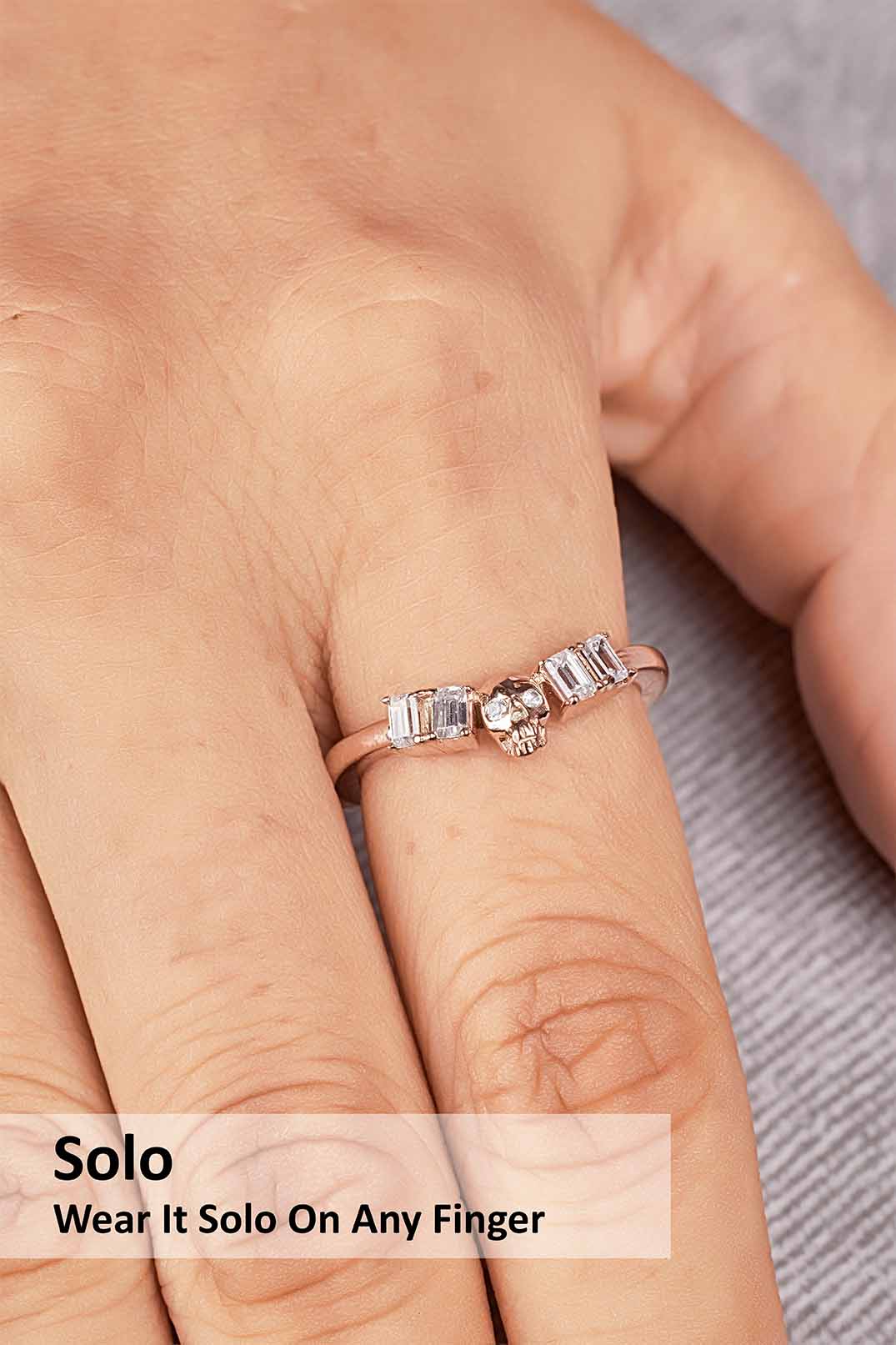 Moissanite Skull Ring Enhancer Wedding Band Gothic Jewelry Sterling Silver