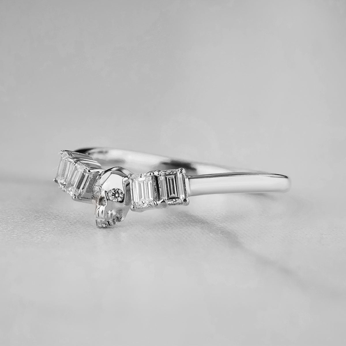 Moissanite Skull Ring Enhancer Wedding Band Gothic Jewelry Sterling Silver