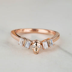 Moissanite Skull Ring Enhancer Wedding Band Gothic Jewelry Sterling Silver