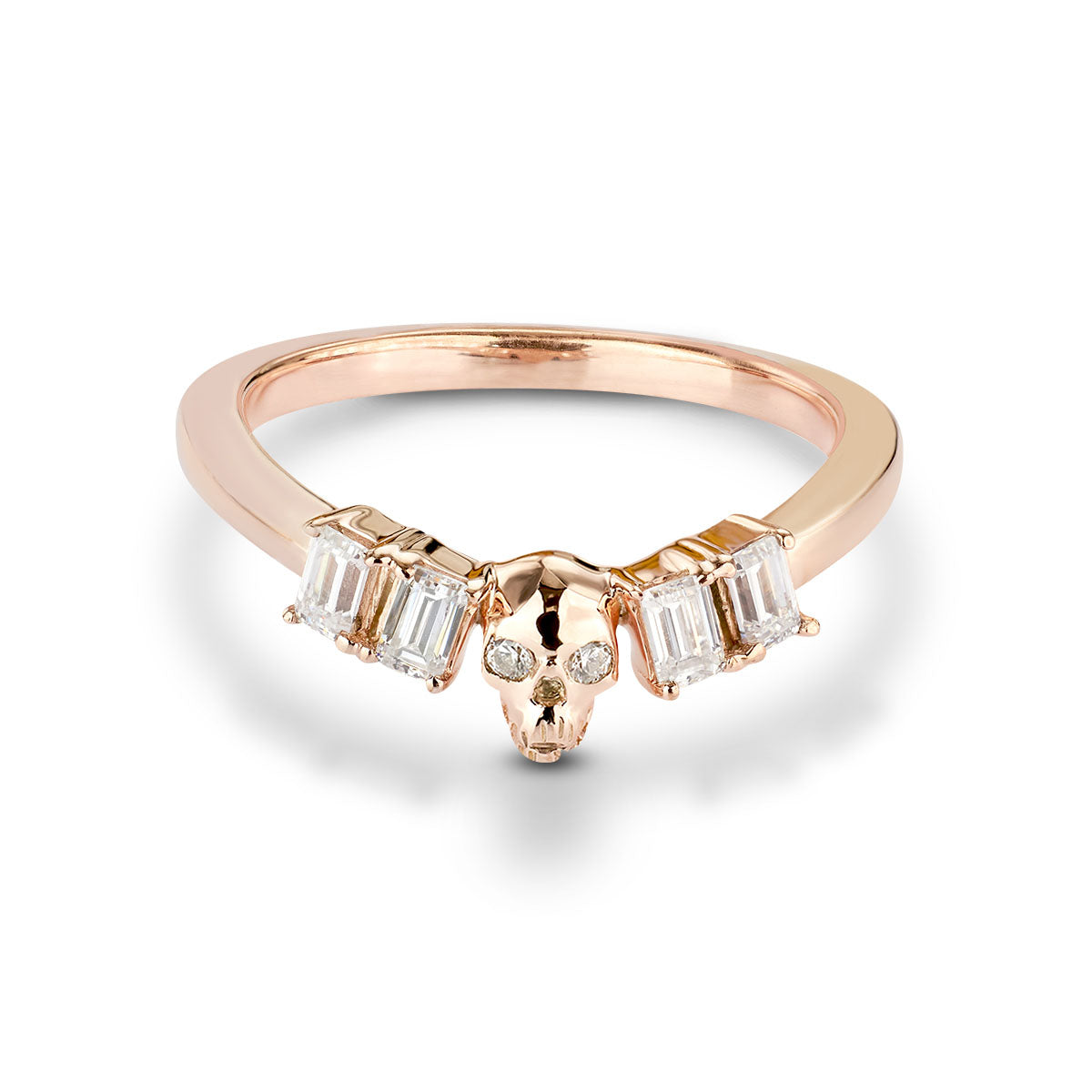 Moissanite Skull Ring Enhancer Wedding Band Gothic Jewelry Sterling Silver