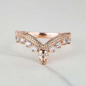 AAA CZ Engagement Ring Enhancer Skull Curved Wedding Band for Women