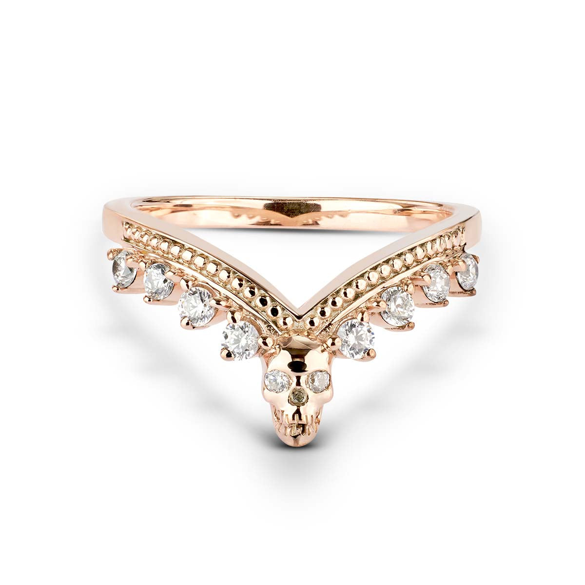 Moissanite Engagement Enhancer Ring Skull Curved Wedding Band Sterling Silver