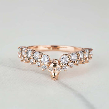 Moissanite Skull Wedding Ring Enhancer Rose Gold Gothic Engagement Ring