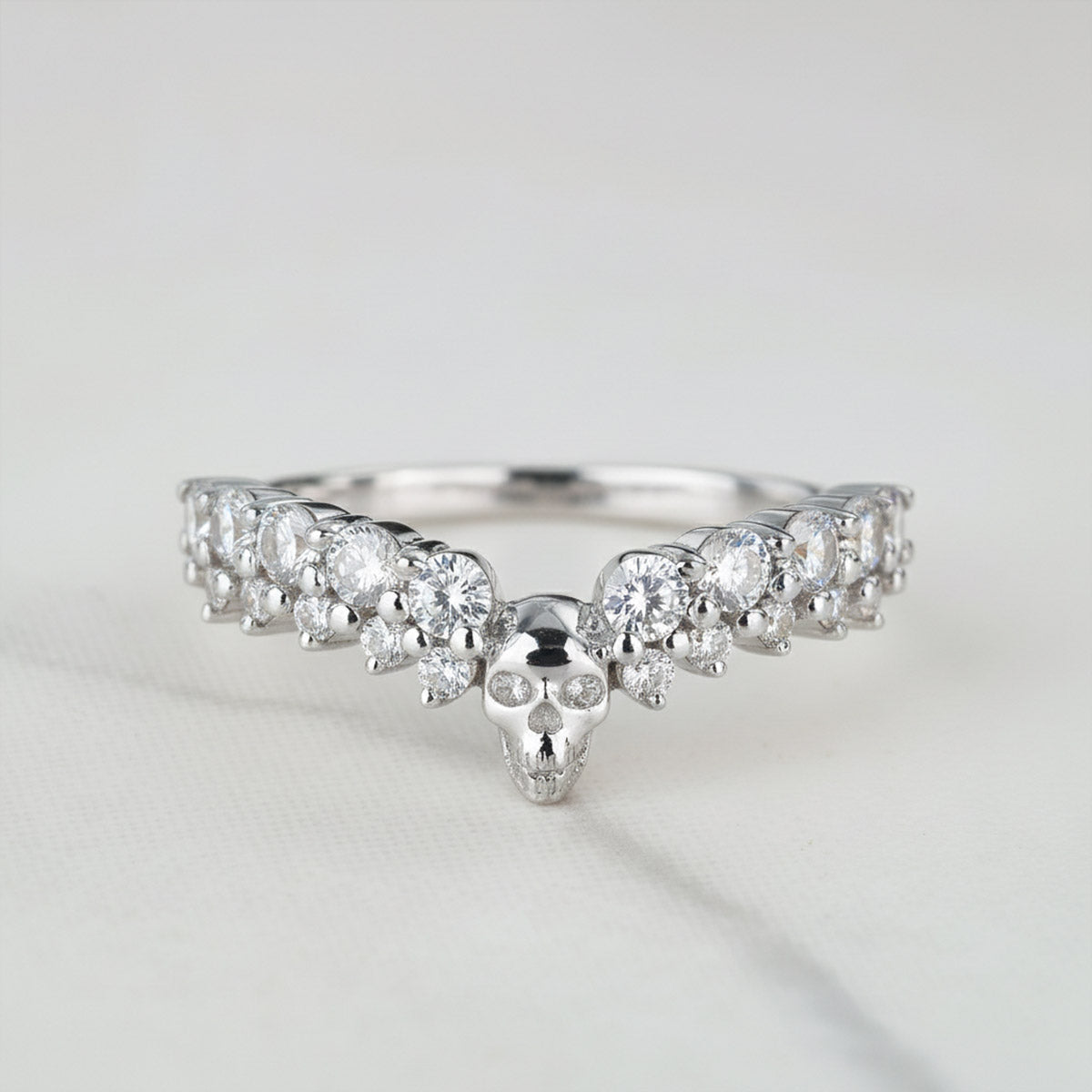 Moissanite Skull Wedding Ring Enhancer Rose Gold Gothic Engagement Ring