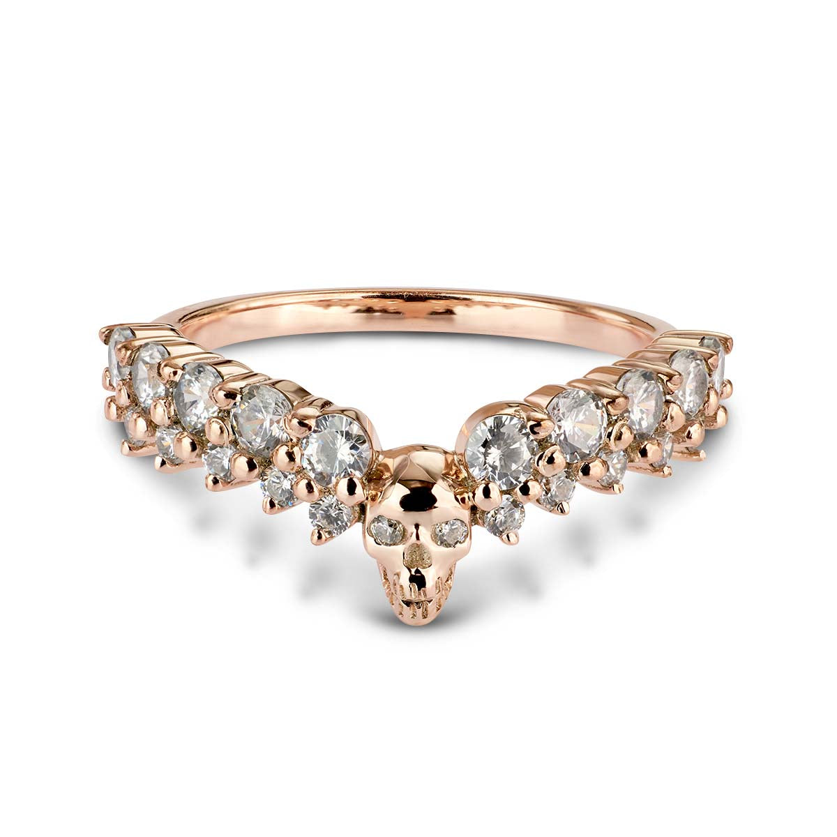 Moissanite Skull Wedding Ring Enhancer Rose Gold Gothic Engagement Ring
