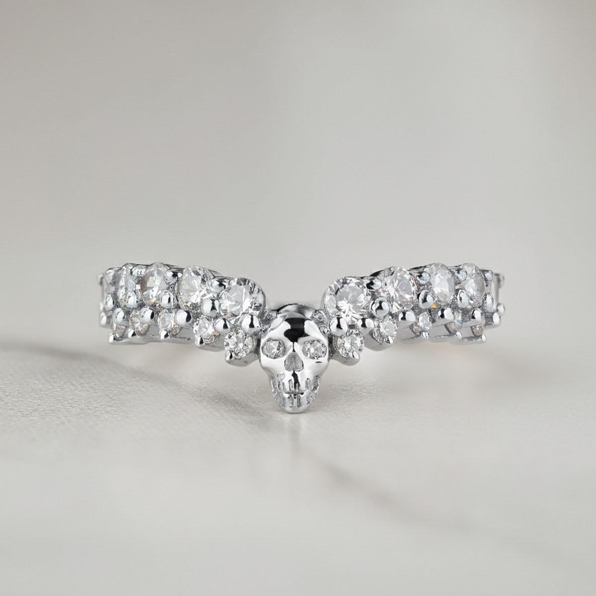 Moissanite Skull Wedding Ring Enhancer Rose Gold Gothic Engagement Ring