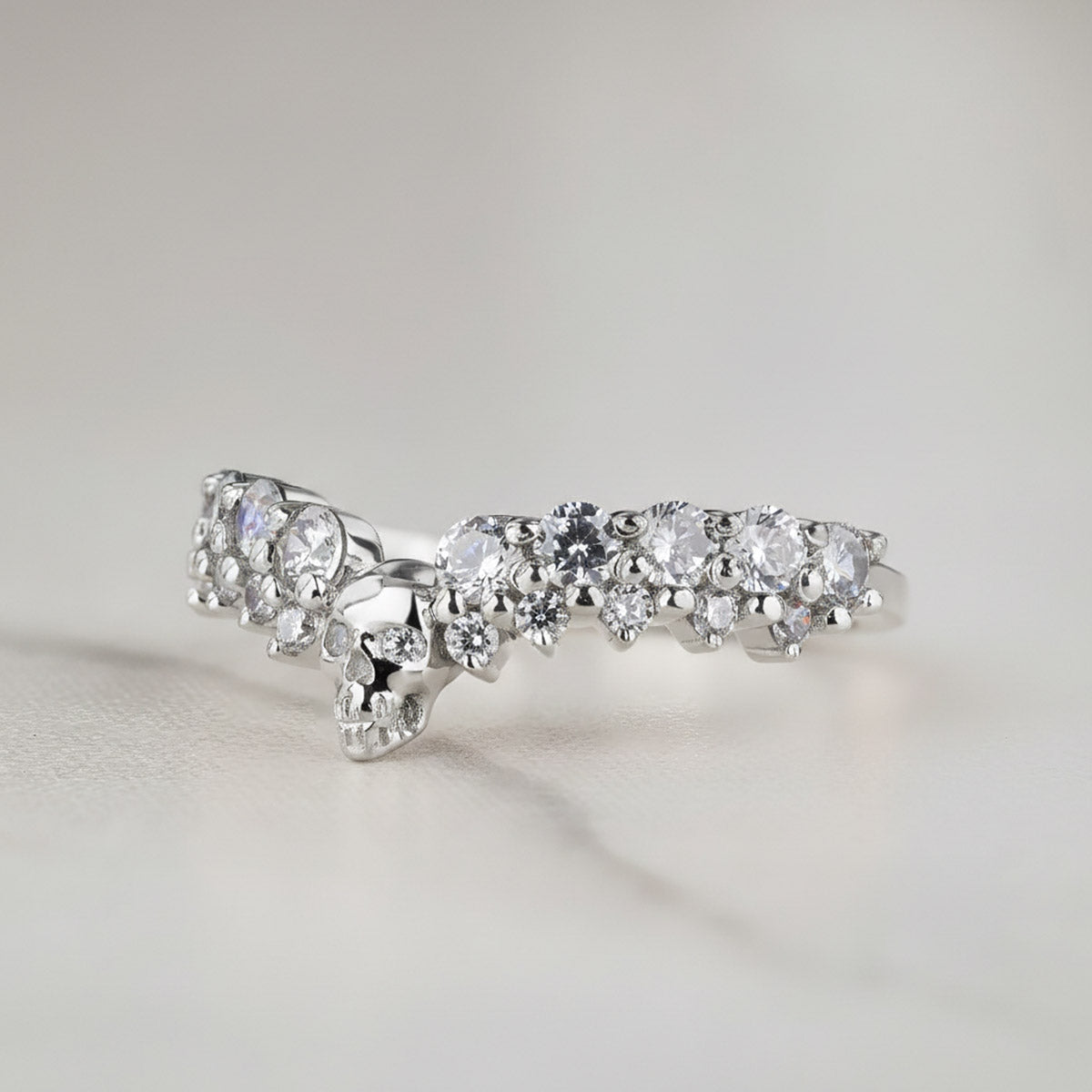 Moissanite Skull Wedding Ring Enhancer Rose Gold Gothic Engagement Ring