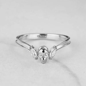 Moissanite Skull Ring Enhancer Engagement Gothic Curved Wedding Band Women's