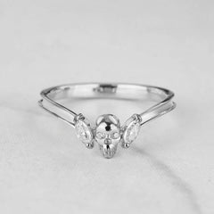 Moissanite Skull Ring Enhancer Engagement Gothic Curved Wedding Band Women's