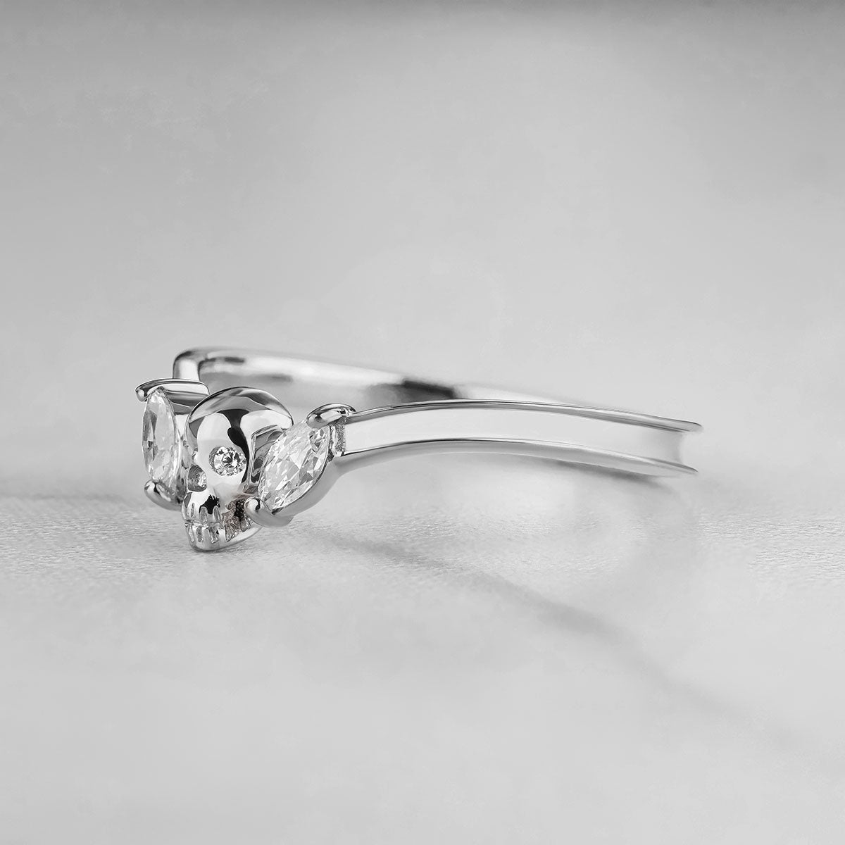 Moissanite Skull Ring Enhancer Engagement Gothic Curved Wedding Band Women's