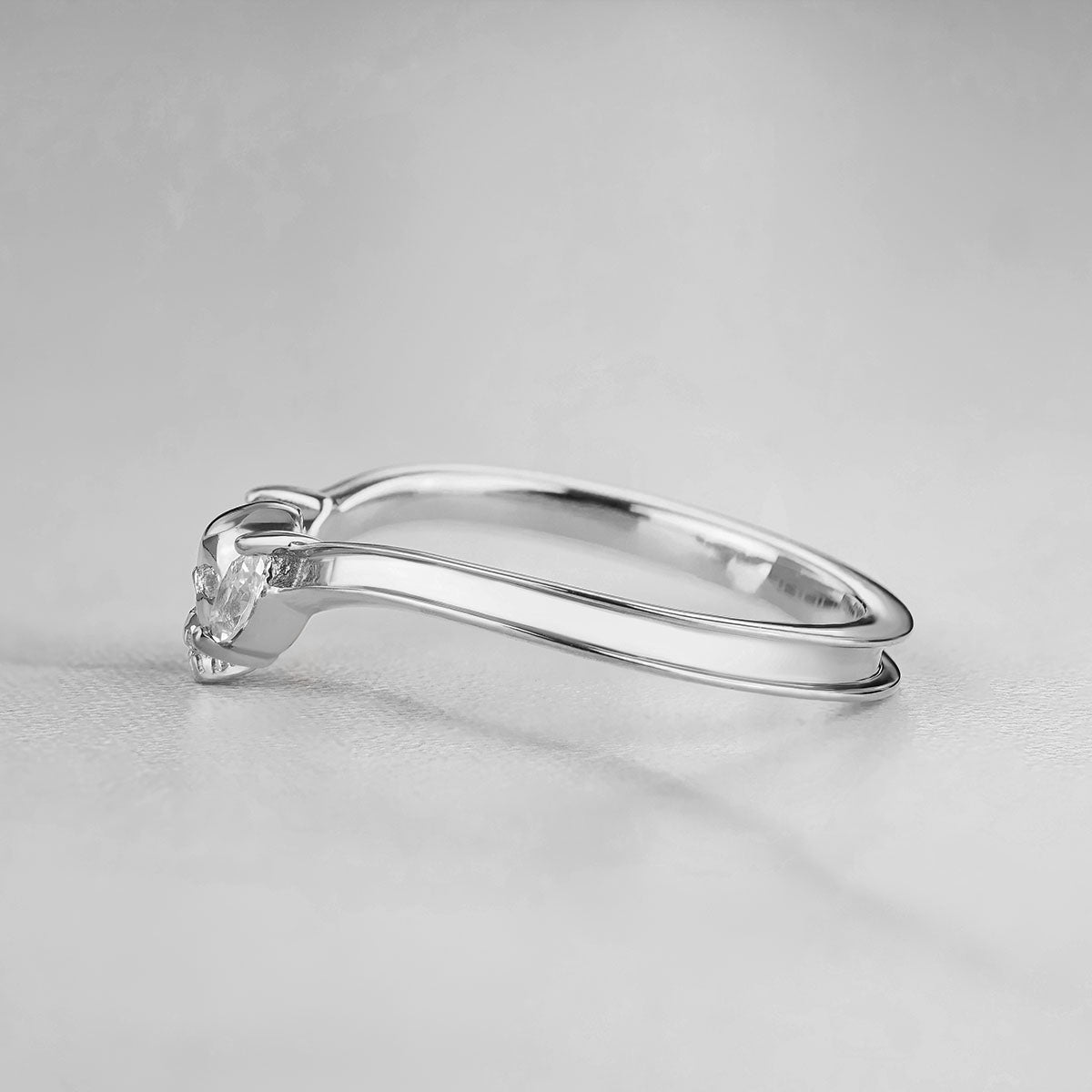 Moissanite Skull Ring Enhancer Engagement Gothic Curved Wedding Band Women's