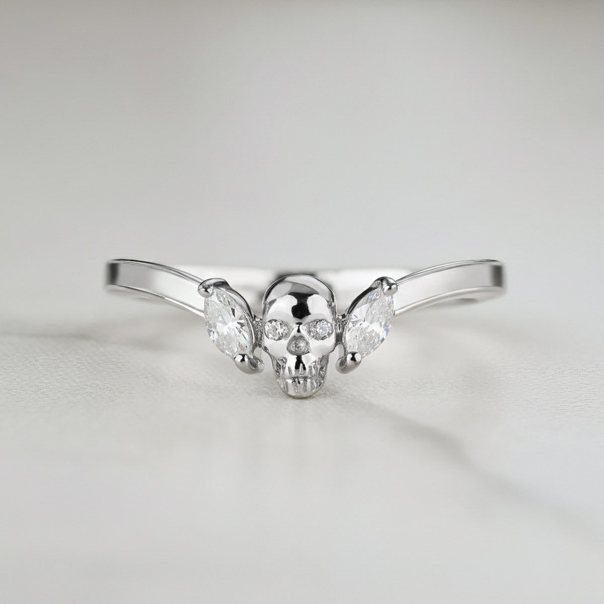 AAA CZ Skull Ring Enhancer for Engagement Curved Wedding Band Women's