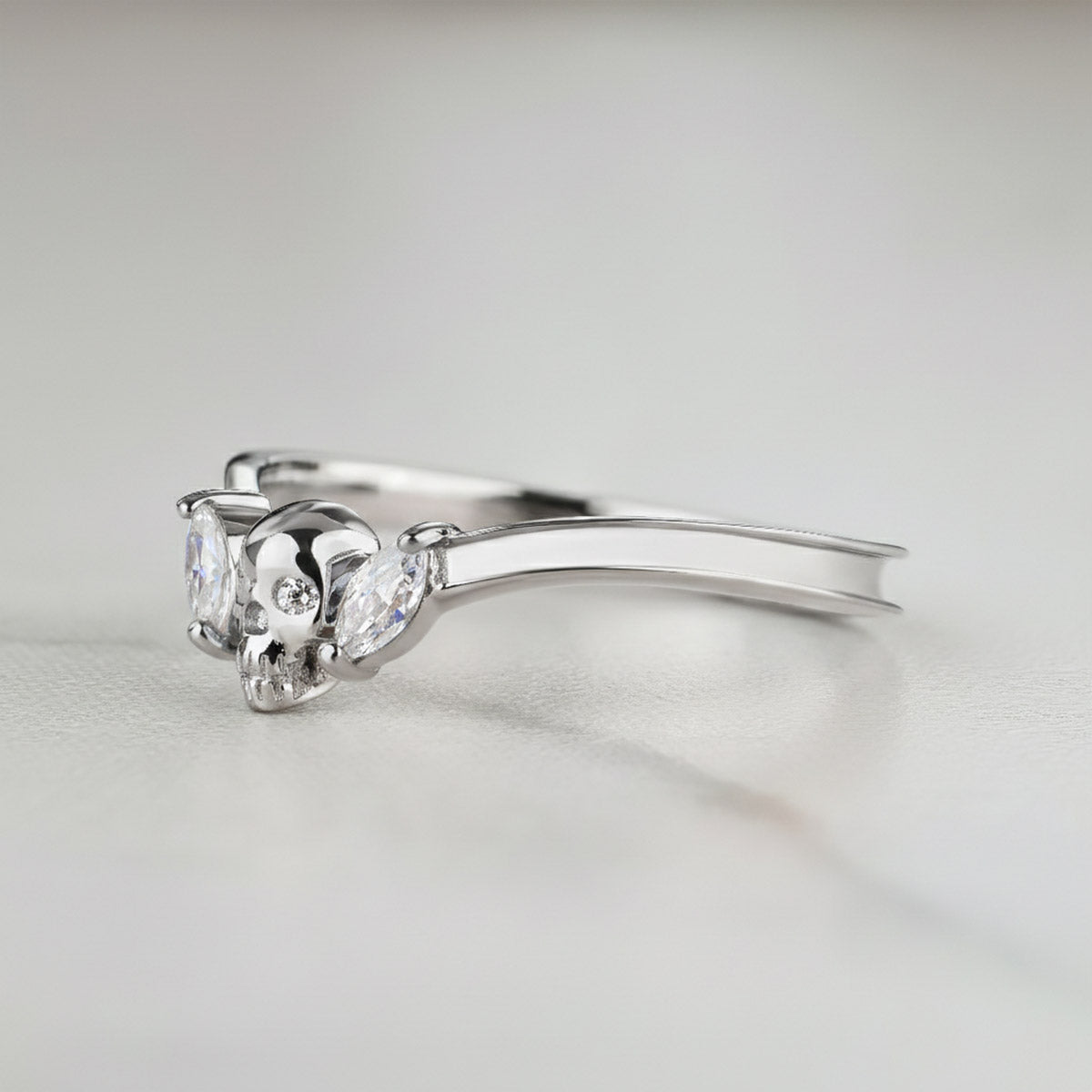 AAA CZ Skull Ring Enhancer for Engagement Curved Wedding Band Women's