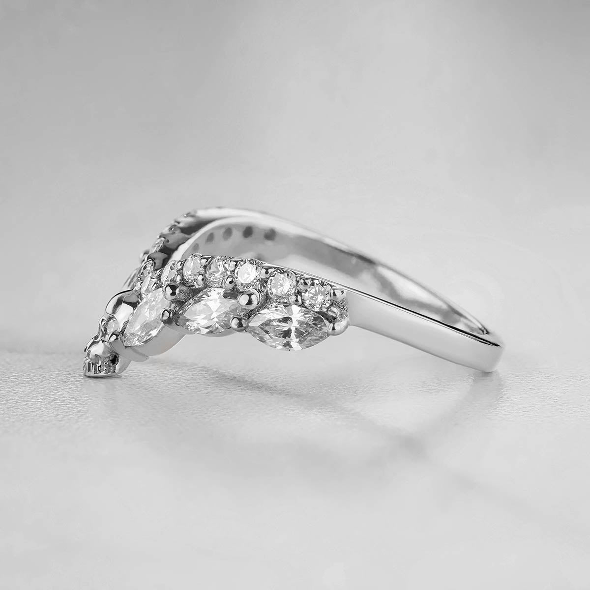 AAA Cubic Zirconia 925 Sterling Silver Skull Engagement Ring Enhancer for Women Wedding Anniversary Band Gift for Her