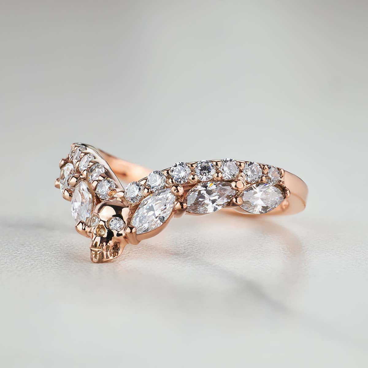 AAA Cubic Zirconia 925 Sterling Silver Skull Engagement Ring Enhancer for Women Wedding Anniversary Band Gift for Her