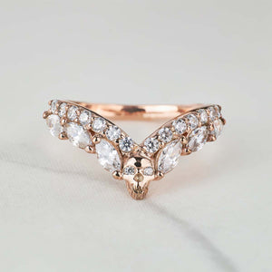 AAA Cubic Zirconia Skull Ring Enhancer Curved Engagement Wedding Band Women