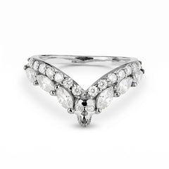 Skull Ring Enhancer Wedding Band Sterling Silver Chevron Curved Stacking Gothic Jewelry