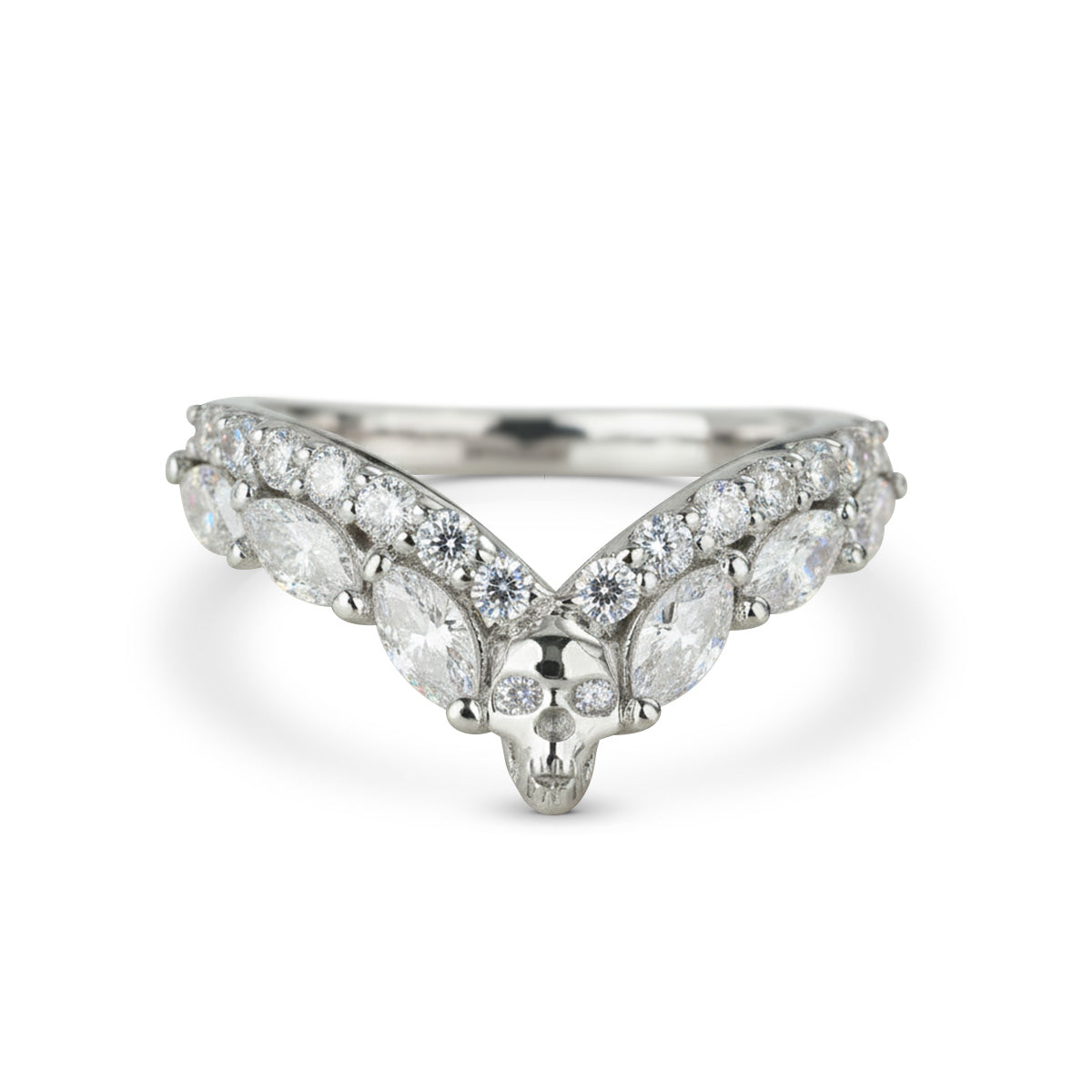 Moissanite Skull Ring Enhancer Curved Engagement Wedding Band Women Rose Gold