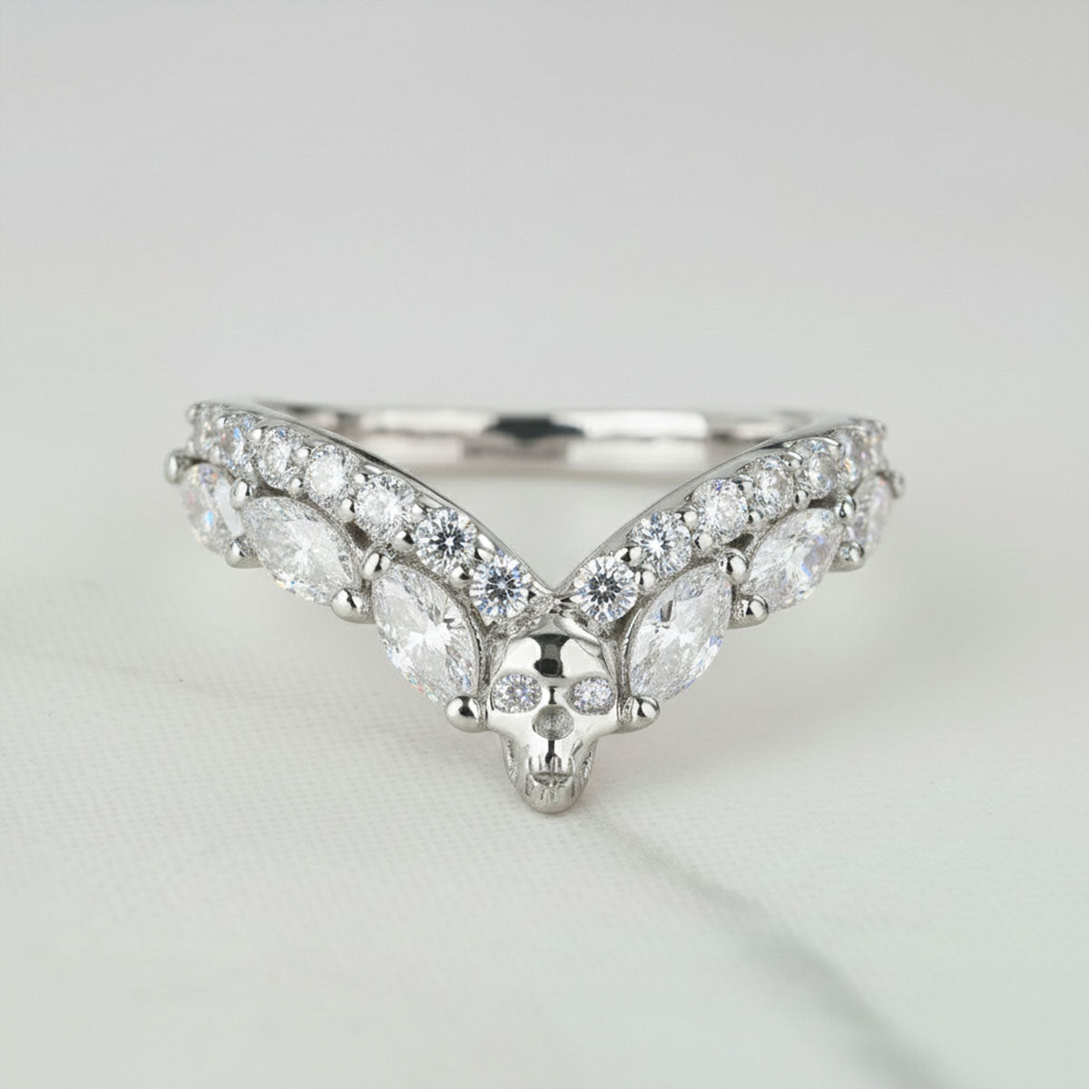 Moissanite Skull Ring Enhancer Curved Engagement Wedding Band Women Rose Gold