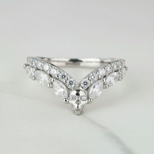 Moissanite Skull Ring Enhancer Curved Engagement Wedding Band Women Rose Gold