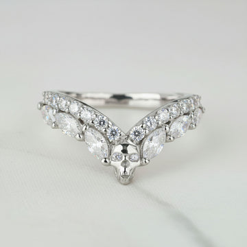 Moissanite Skull Ring Enhancer Curved Engagement Wedding Band Women Rose Gold
