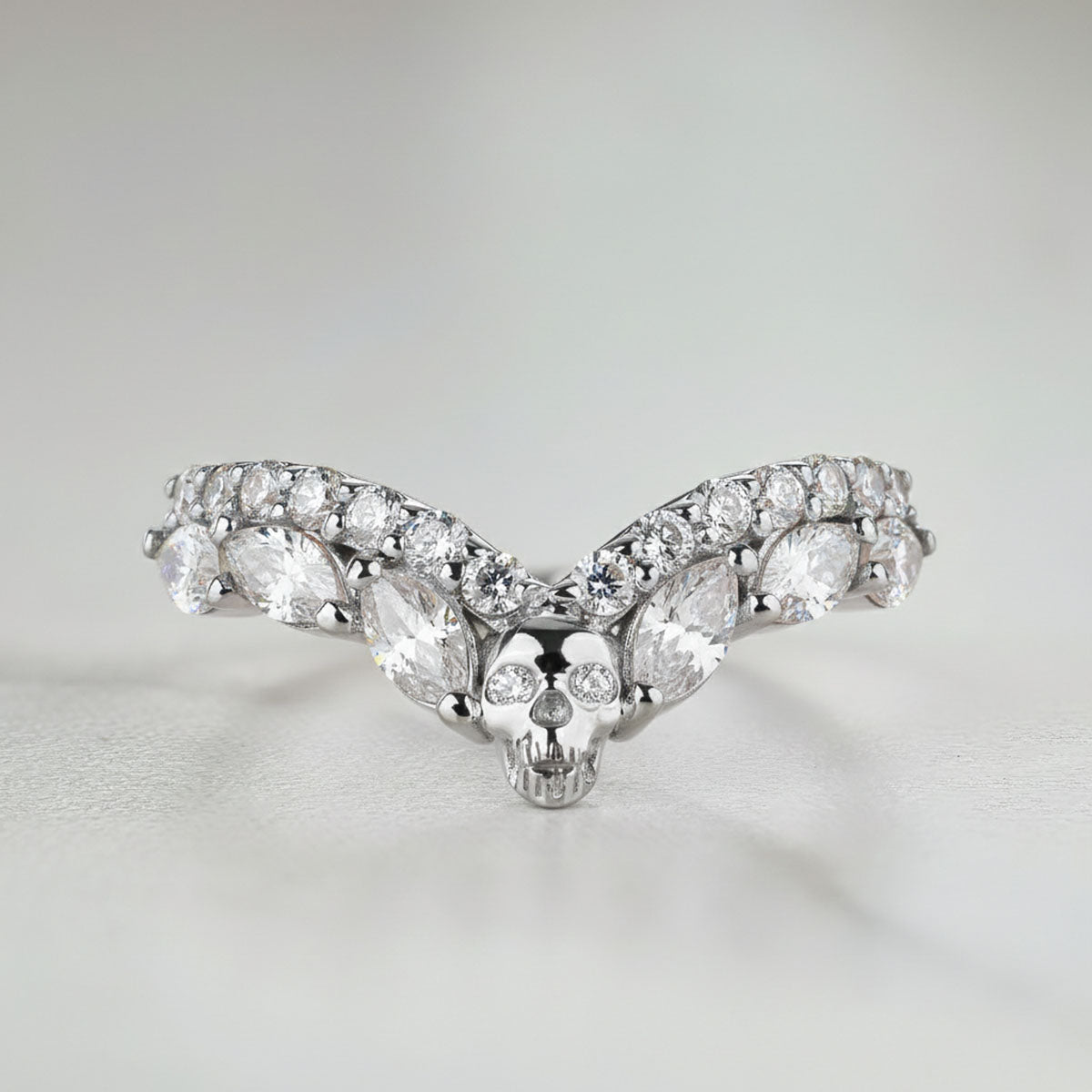 Moissanite Skull Ring Enhancer Curved Engagement Wedding Band Women Rose Gold